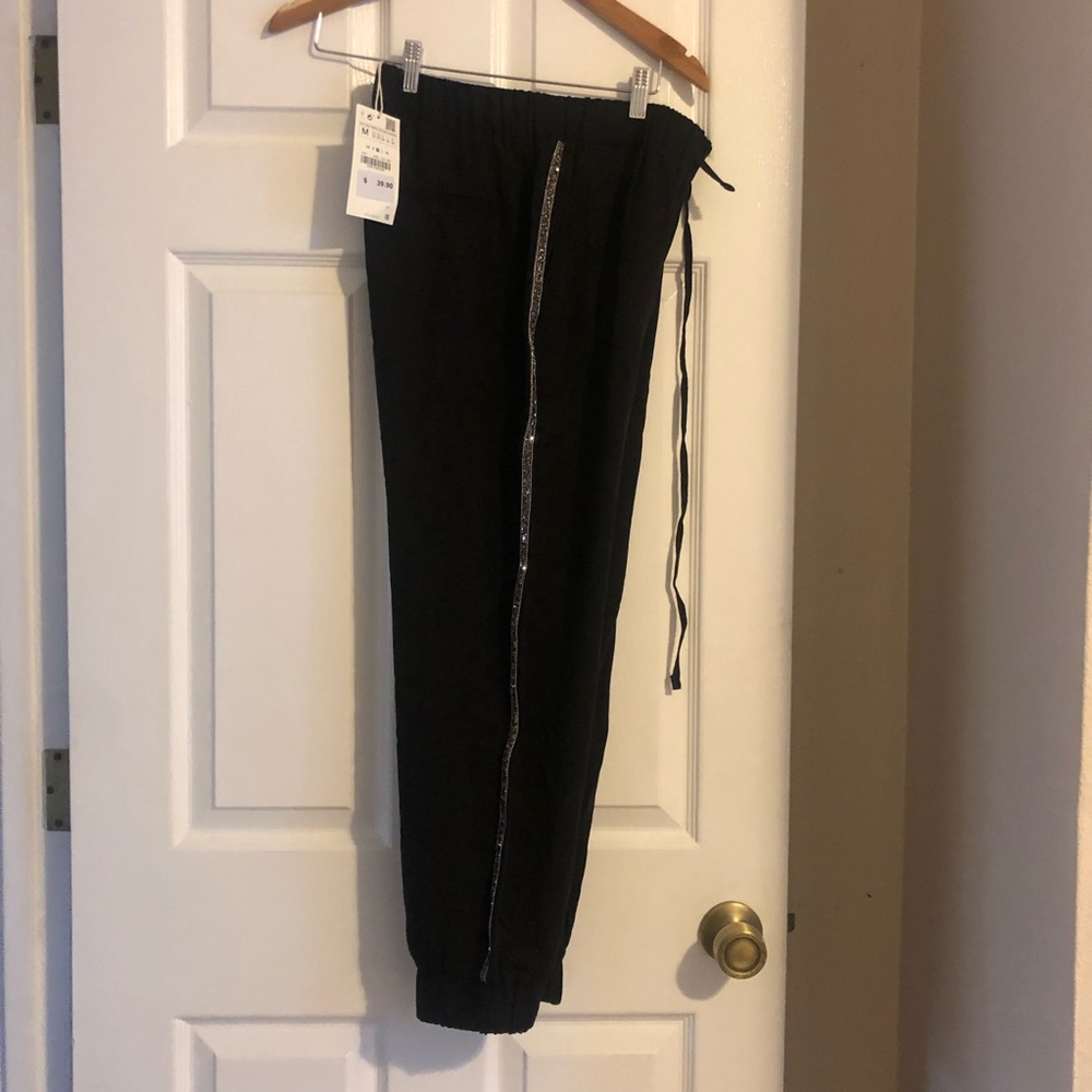 Brand new elastic Zara pants with rhinestones!